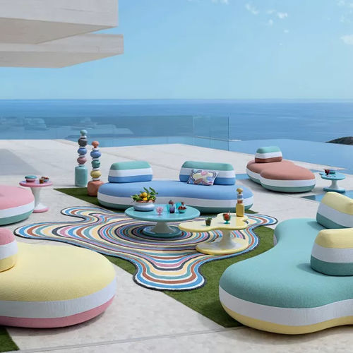 Tapis contemporain - BOMBOM SEMI FRIO - ROCHE BOBOIS - capitonné / en polyoléfine / en velours