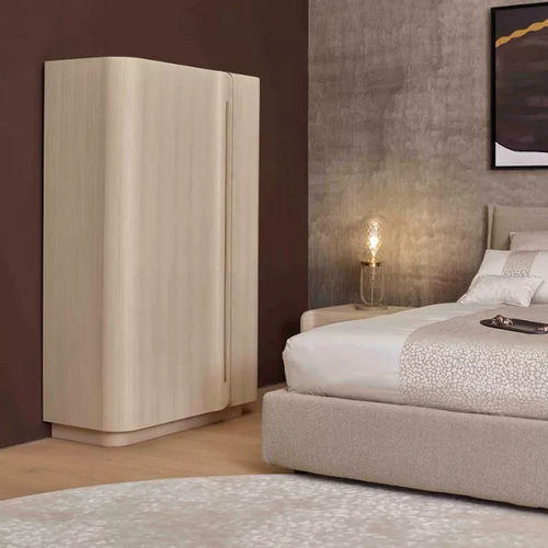 Armoire contemporaine - PARIS PANAME - ROCHE BOBOIS - en acier inoxydable / en cuir / en bois
