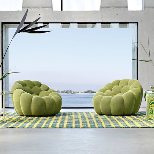 Fauteuil contemporain - BUBBLE - ROCHE BOBOIS - en tissu / en sapin / gris