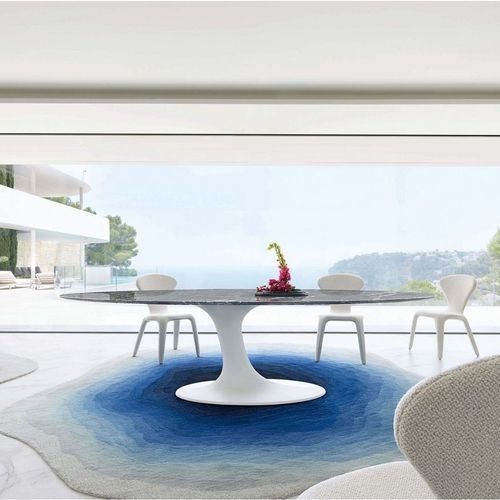 Table à manger contemporaine - SPEED UP - ROCHE BOBOIS - en marbre / avec piètement en polyester / ovale