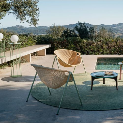 Fauteuil moderne - KANI - ROCHE BOBOIS - laqué epoxy / en rotin / en métal