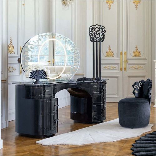 Coiffeuse contemporaine - LA VIE EN ROSSY - ROCHE BOBOIS - en bois laqué brillant / de table / monoplace