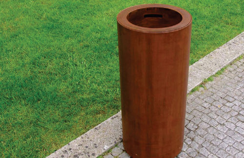 Poubelle publique - PAPELEIRA B&G - EUROBOLLARD - en inox / avec cendrier intégré / sans couvercle