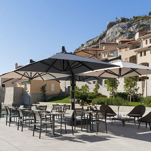 Parasol rectangulaire - OLIMPO - Crema Outdoor S.r.l. - en porte-à-faux / en tissu acrylique / aluminium