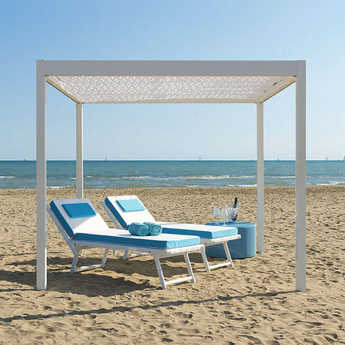 Gazebo en PVC - LEUCOS - Crema Outdoor S.r.l. - en polyester / toit en toile / structure en aluminium