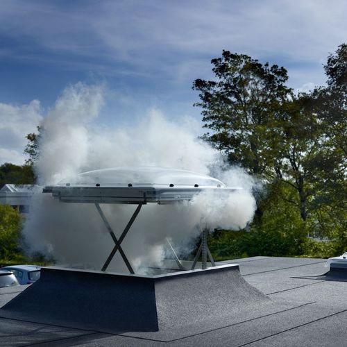 Lanterneau pour toiture-terrasse - Plásticos y Claraboyas Matilla - de désenfumage / avec costière / en acier galvanisé