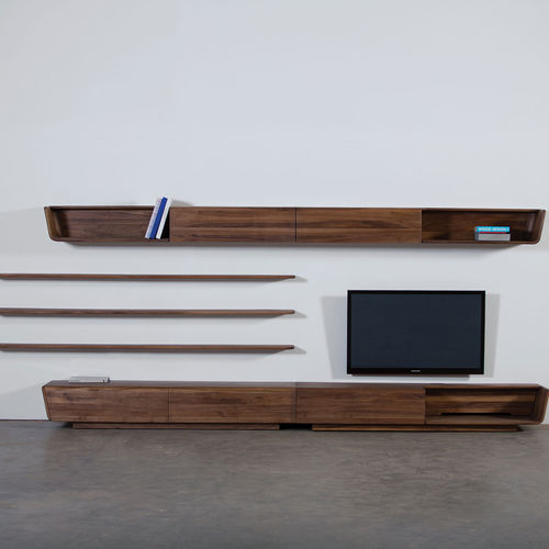 Ensemble TV mural contemporain - LATUS - Artisan Solid Wood Furniture - en chêne / en noyer / en orme