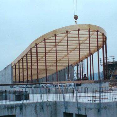 Charpente de toiture en bois - PALAIS DE JUSTICE DE NIVELLES	 - Artbois SA - lamellé-collé / courbée / préfabriquée