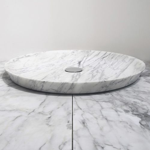 Receveur de douche rond - PLANO - PIBA MARMI - à poser / extra plat / en pierre naturelle