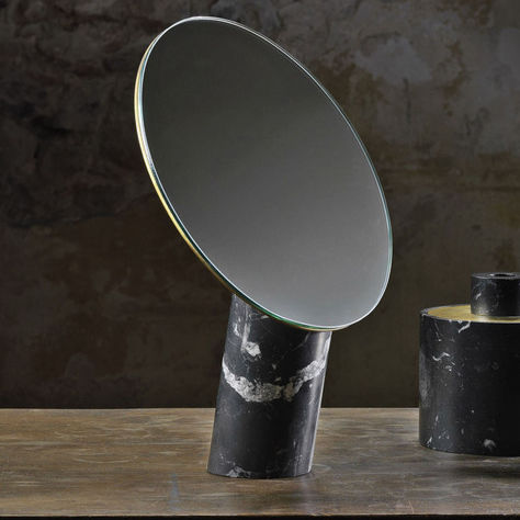 Miroir de salle de bain à poser - DESCO MIRROR - PIBA MARMI - contemporain / rond / en marbre