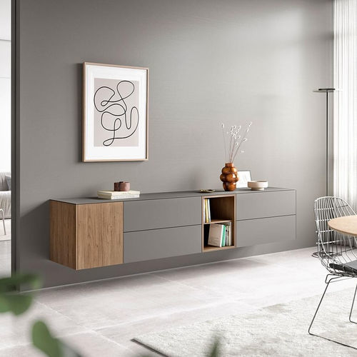 Buffet mural - side - Spectral Audio Möbel GmbH - contemporain / en bois / en verre