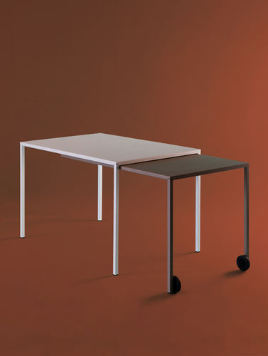 Table à manger contemporaine - Rafale - Matière Grise - en acier / avec piètement en acier / rectangulaire