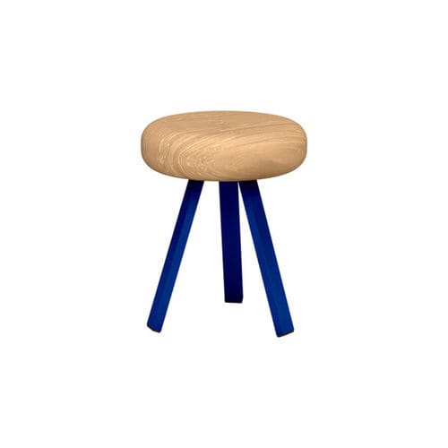 Tabouret contemporain - Smack - Matière Grise - en chêne / avec piètement en acier / 3 pieds