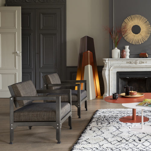 Fauteuil contemporain - Hegoa - Matière Grise - en tissu / en acier galvanisé / avec coussin amovible