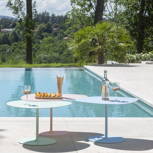 Table gigogne contemporaine - Galet - Matière Grise - en acier / en aluminium / avec piètement en acier