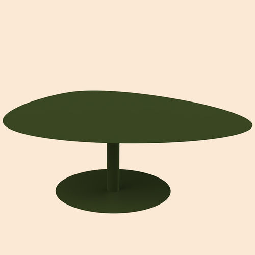 Table basse contemporaine - Galet - Matière Grise - en acier / avec piètement en acier / piètement central
