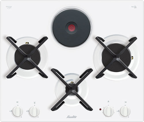 Table de cuisson à gaz - STG927W - Sauter - 4 foyers / encastrable / avec manettes