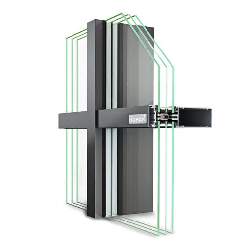 Mur-rideau ossature autoportante - TRIGON FS 040 - Hueck System GmbH & Co. KG - en aluminium et en verre / avec isolation intégrée / acoustique