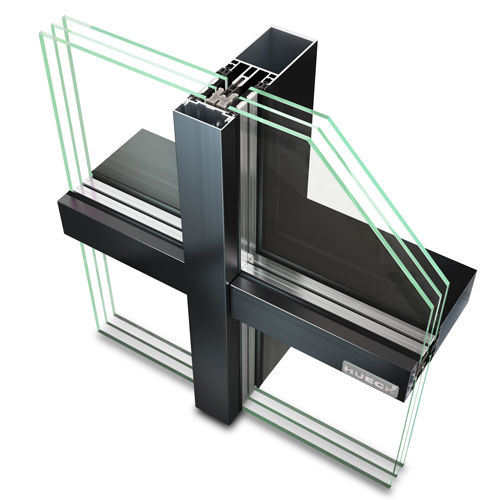 Mur-rideau ossature autoportante - TRIGON FS 060 - Hueck System GmbH & Co. KG - en aluminium et en verre / avec isolation intégrée / acoustique