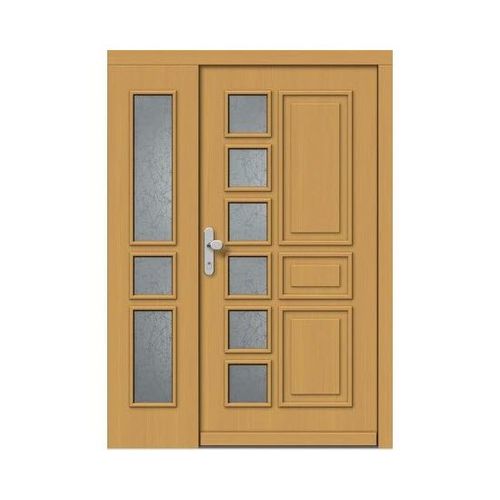 Porte d'entrée - CLASSIC : 535+ST - M SORA - en bois / battante / semi-vitrée
