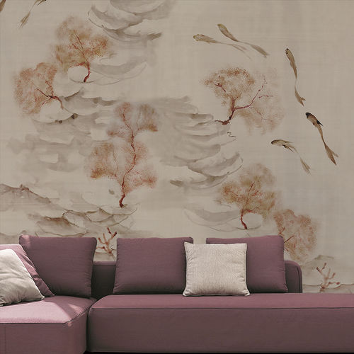 Papier peint design original - REEF - BuenaVentura - en coton / à motif nature / chinoiserie