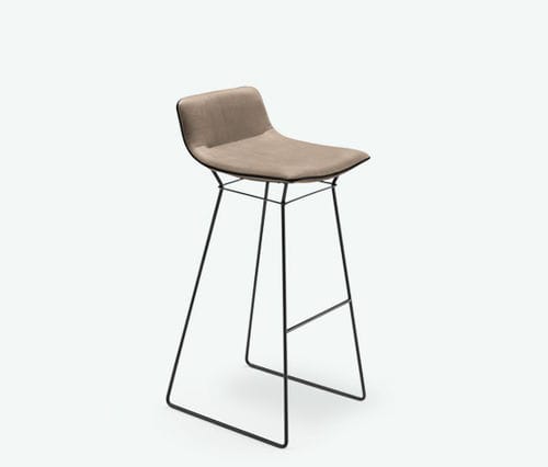 Tabouret contemporain - AMELIE - FREIFRAU - avec piètement en acier inoxydable / avec piètement en acier à revêtement par poudre / tapissé
