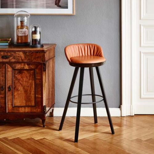 Chaise de bar contemporaine - ROMY - FREIFRAU - d'intérieur / en tissu / en cuir