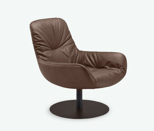 Fauteuil contemporain - LEYA - FREIFRAU - en cuir / en tissu / piètement central