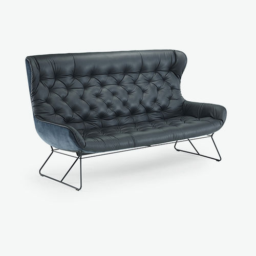 Banquette chesterfield - LEYA - FREIFRAU - en tissu / en cuir / avec piètement en métal