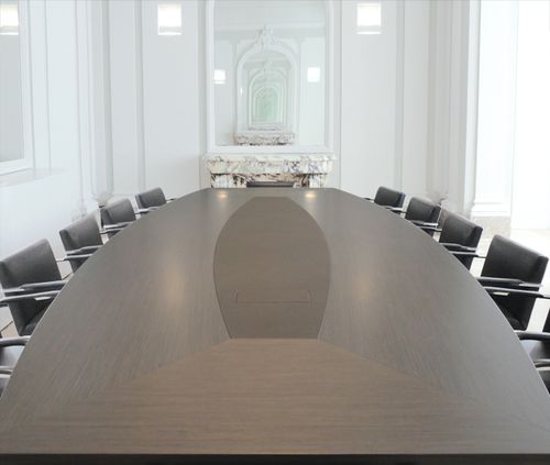 Table de conférence contemporaine - MARCUS - JMM - en bois / en métal / en cuir