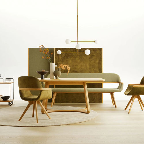 Banquette contemporaine - GINO - ANREI - Reisinger GmbH - en tissu / avec piètement en chêne / avec piètement en hêtre