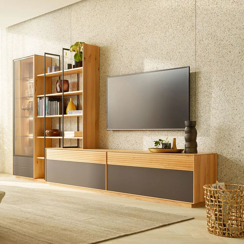 Ensemble TV mural contemporain - LINA - ANREI - Reisinger GmbH - en chêne / en noyer / en hêtre