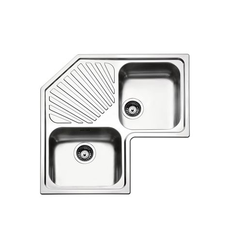 Évier 2 bacs - ANGOLO : ROAN2I - Apell S.p.A. - avec égouttoir / en inox / encastrable