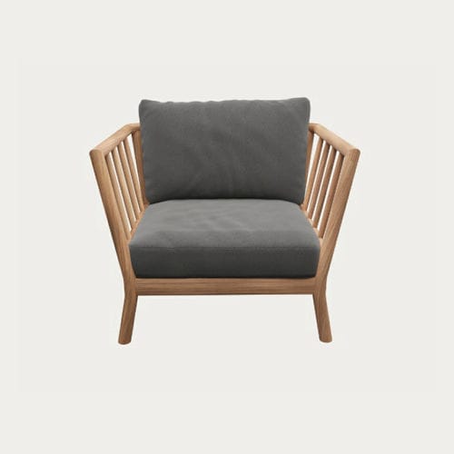 Fauteuil contemporain - Fritz Hansen - en tissu / en bois massif / en teck