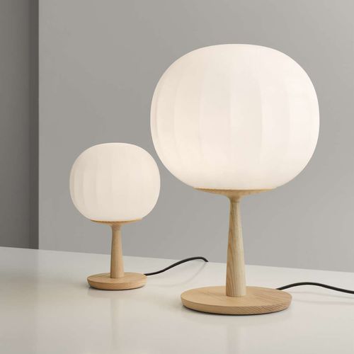 Lampe de table - Lita - LUCEPLAN - en aluminium peint / en verre soufflé / en frêne