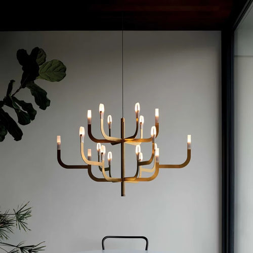 Lustre contemporain - J-us - LUCEPLAN - en polycarbonate / en aluminium / en cuivre