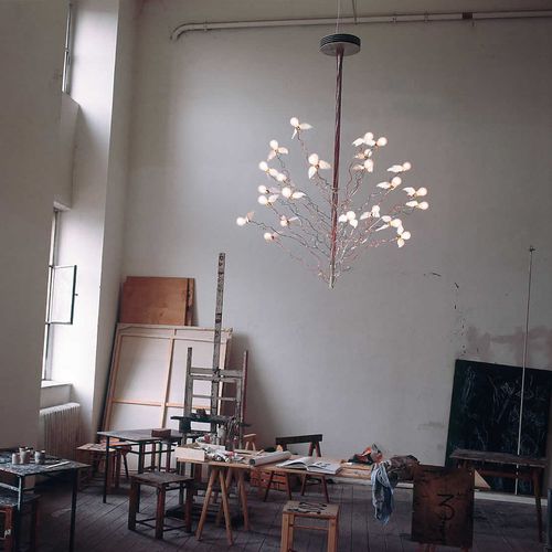 Lustre design original - BIRDS BIRDS BIRDS - INGO MAURER - en métal / en plumes / candélabre