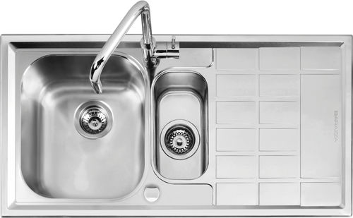 Évier 2 bacs - 1LLV100/D - F.lli Barazza Srl - avec égouttoir / en inox / encastrable