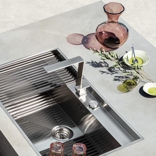 Mitigeur à poser - MOOD ONE - F.lli Barazza Srl - en inox / d'extérieur / 1 trou