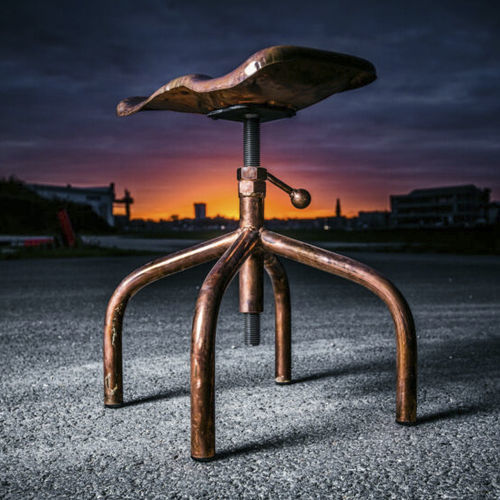 Tabouret de bar design industriel - SL-056 - Waterman Meubelen B.V. (Sturdy-Legs) - en cuir / avec piètement en acier / 4 pieds