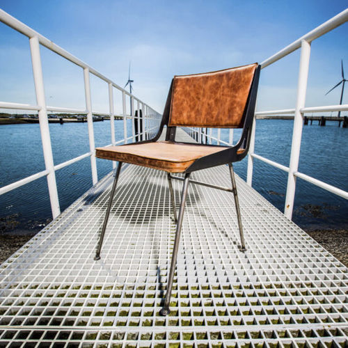 Chaise de style industriel - SL-058 - Waterman Meubelen B.V. (Sturdy-Legs) - d'intérieur / en cuir / avec piètement en acier