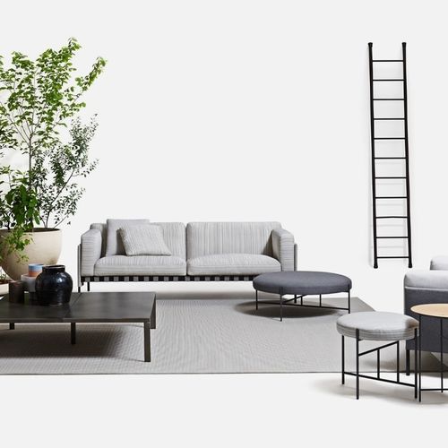 Canapé contemporain - Étiquette  - DePadova - en tissu / avec accoudoirs / avec coussin amovible