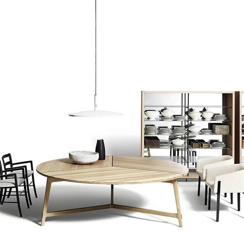 Table contemporaine - Mawari - DePadova - en chêne / en wengé / avec piètement en acier