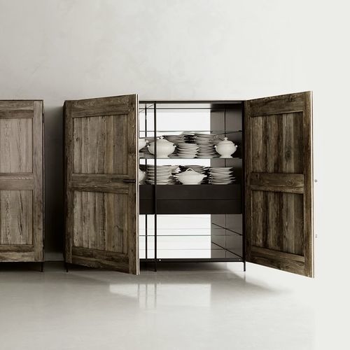 Buffet contemporain - Combi Madia - DePadova - en chêne / en métal peint / en verre