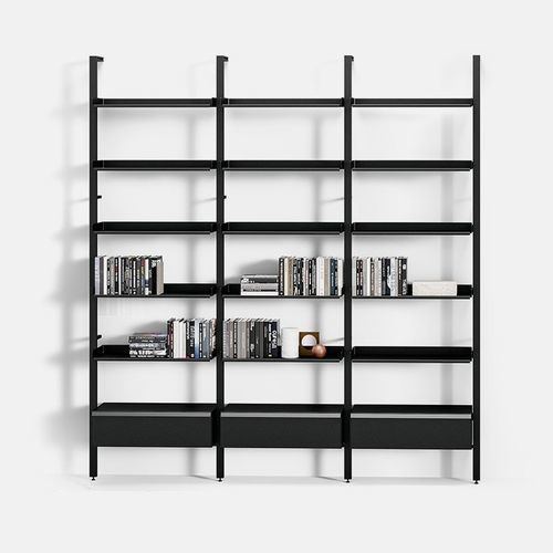 Étagère contemporaine - Wigmore  - DePadova - en aluminium anodisé / avec rangement / noire