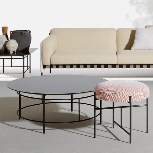Table basse contemporaine - Andon  - DePadova - en marbre / en pierre de lave émaillée / avec piètement en acier inoxydable