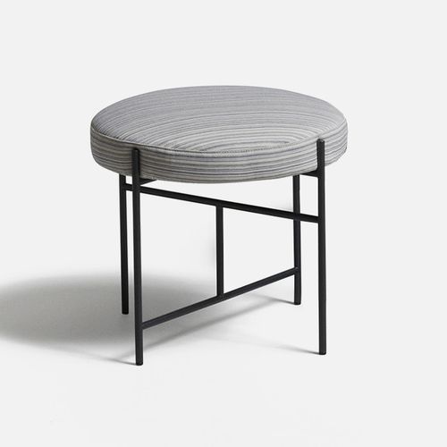 Pouf contemporain - Sen  - DePadova - en tissu / en acier inoxydable / rond