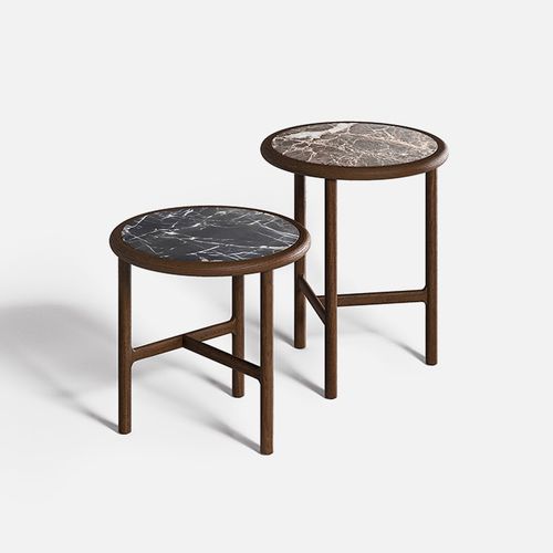 Table d'appoint contemporaine - Ava - DePadova - en marbre / avec piètement en frêne / ronde