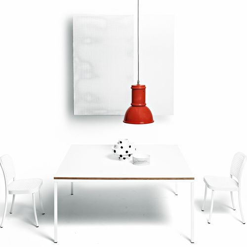 Table à manger contemporaine - Quadrato - DePadova - en HPL / avec piètement en acier peint / rectangulaire