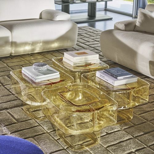 Table d'appoint contemporaine - FLUID JOINERY - Cassina - en verre / avec piètement en verre / carrée